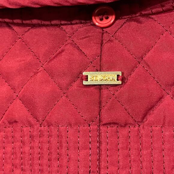 St. John Quilted Zip Front Jacket - Red - Large - Picture 9 of 13
